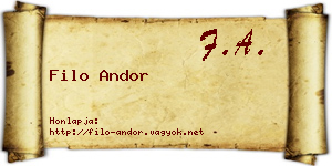 Filo Andor névjegykártya